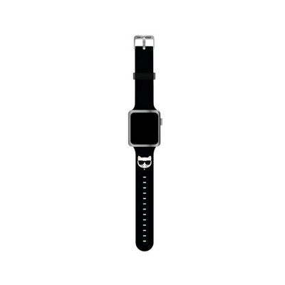 Curea Karl Lagerfeld, Compatibila Cu Apple Watch 42/44/45mm, Colectia Silicone Choupette Heads, Negru